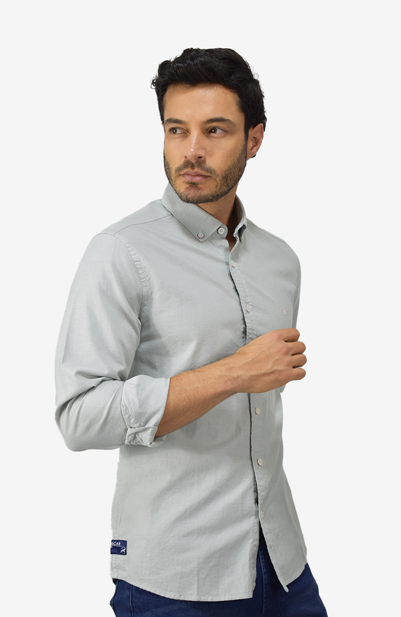 Camisa Manga Larga Oxford Verde  para Hombre