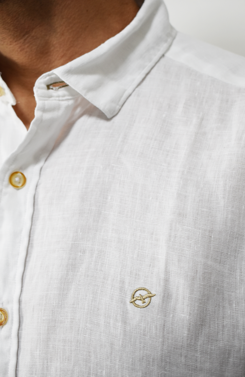 Camisa manga larga Lino Blanco para Hombre