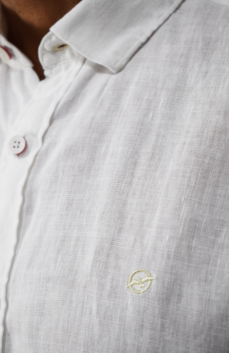Camisa manga Corta Lino Blanca para Hombre