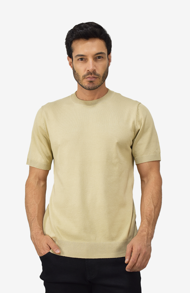 Camiseta Tejida Kaki Para Hombre