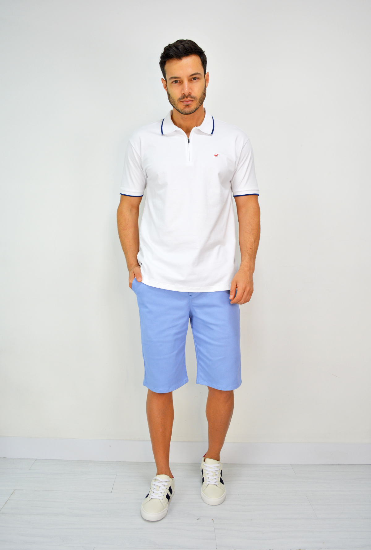 Camiseta Tipo Polo Blanca Para Hombre DMP16