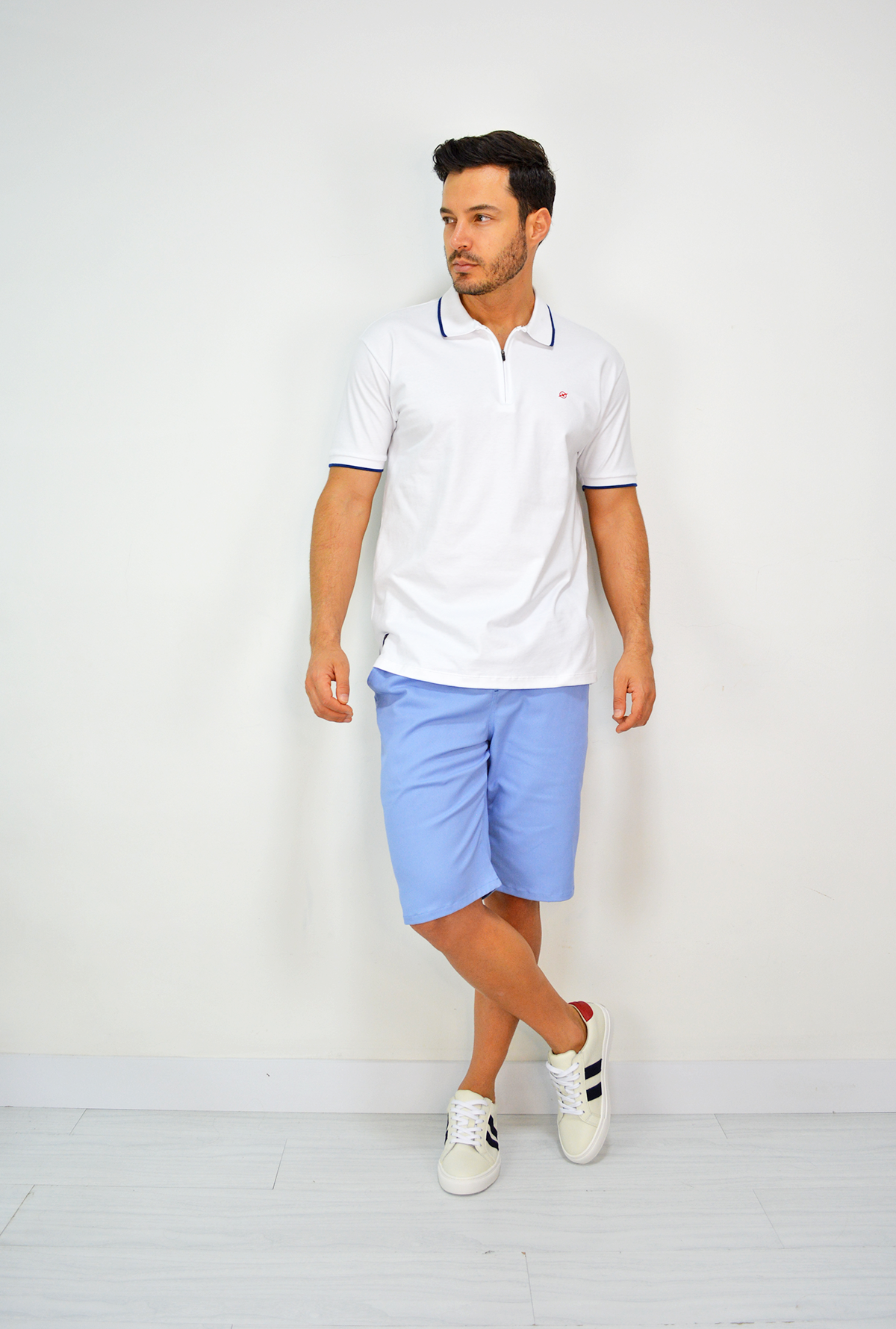 Camiseta Tipo Polo Blanca Para Hombre DMP16