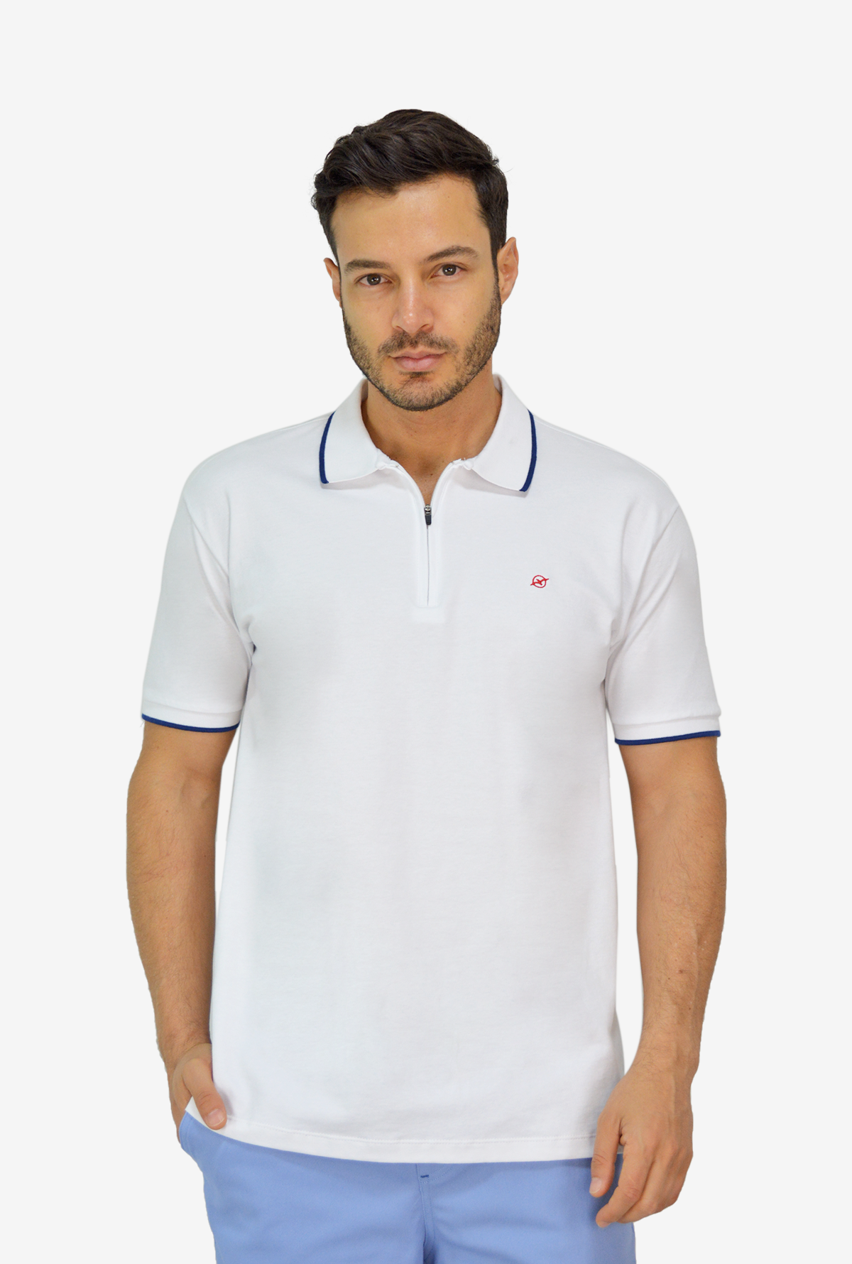 Camiseta Tipo Polo Blanca Para Hombre DMP16