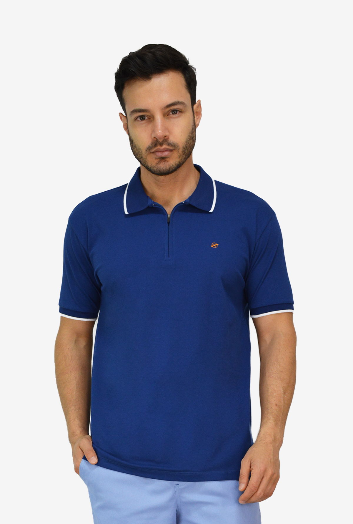Camiseta Tipo Polo Azul Para Hombre DMP16