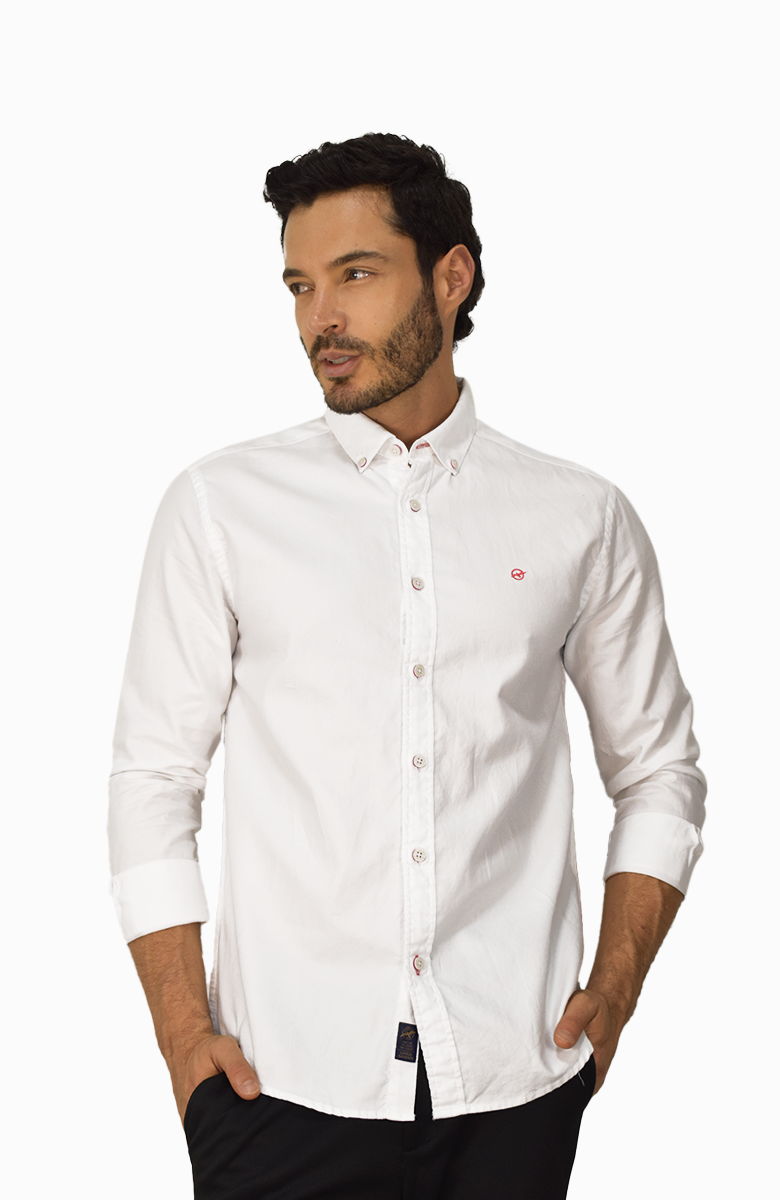 Camisa manga larga Oxford Blanco para Hombre