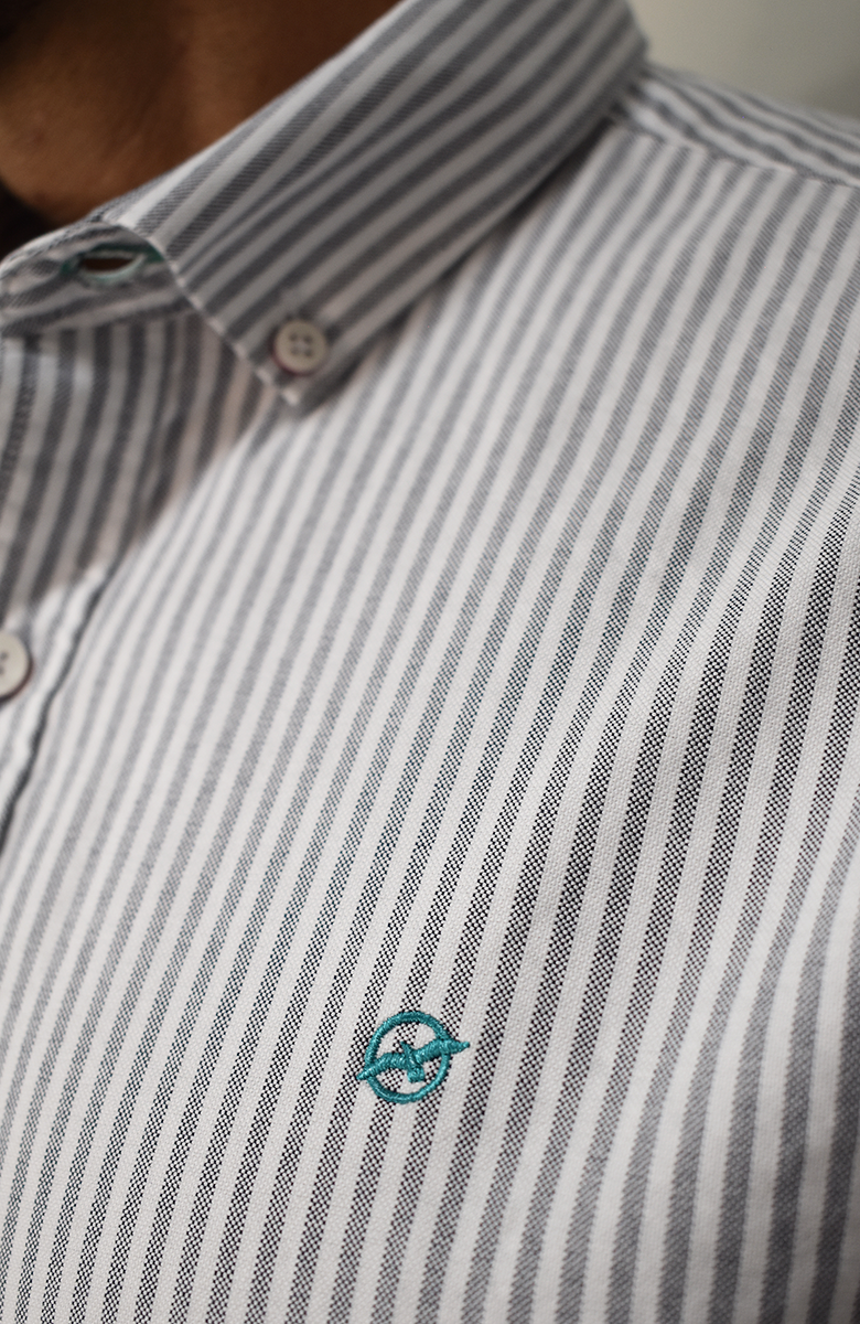 Camisa manga larga Oxford a Rayas para Hombre