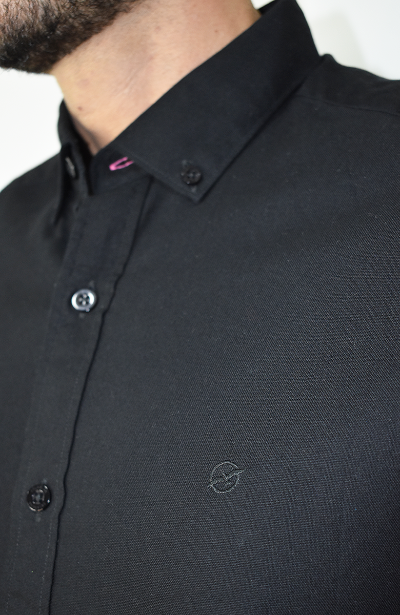 Camisa manga larga Oxford Negra para Hombre