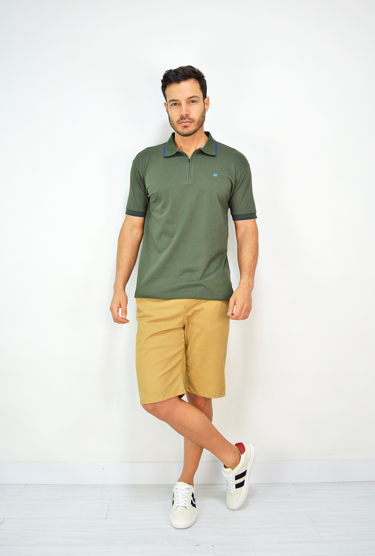 Camiseta Tipo Polo Verde Para Hombre DMP16