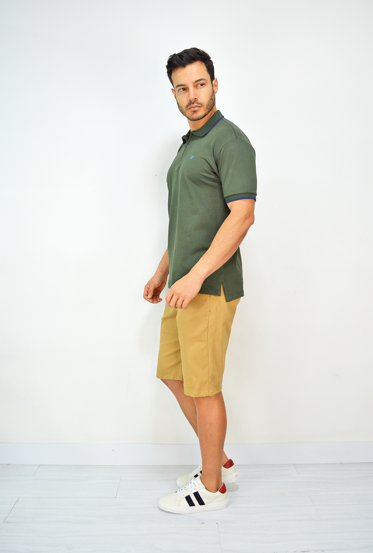 Camiseta Tipo Polo Verde Para Hombre DMP16