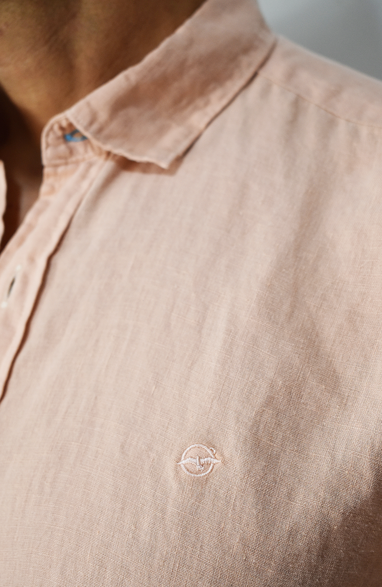 Camisa manga larga Lino Salmón para Hombre