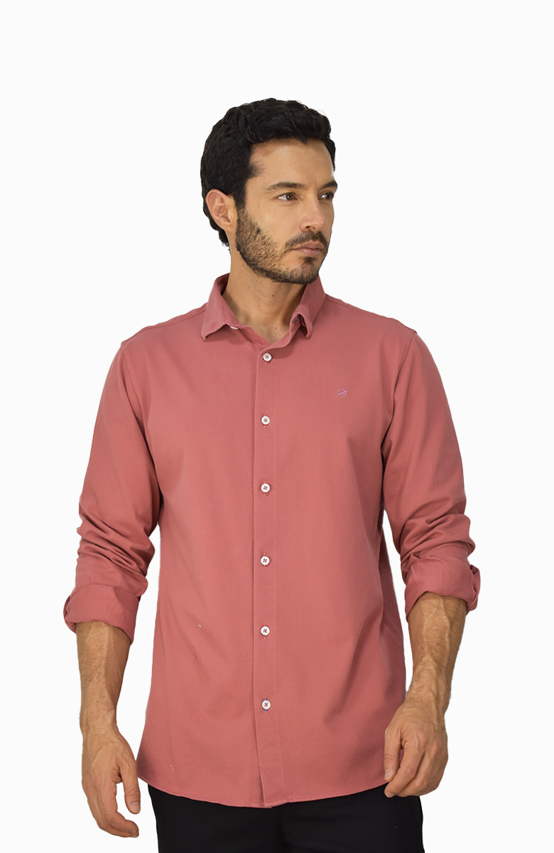 Sobrecamisa en tela Piqué Terracota para Hombre