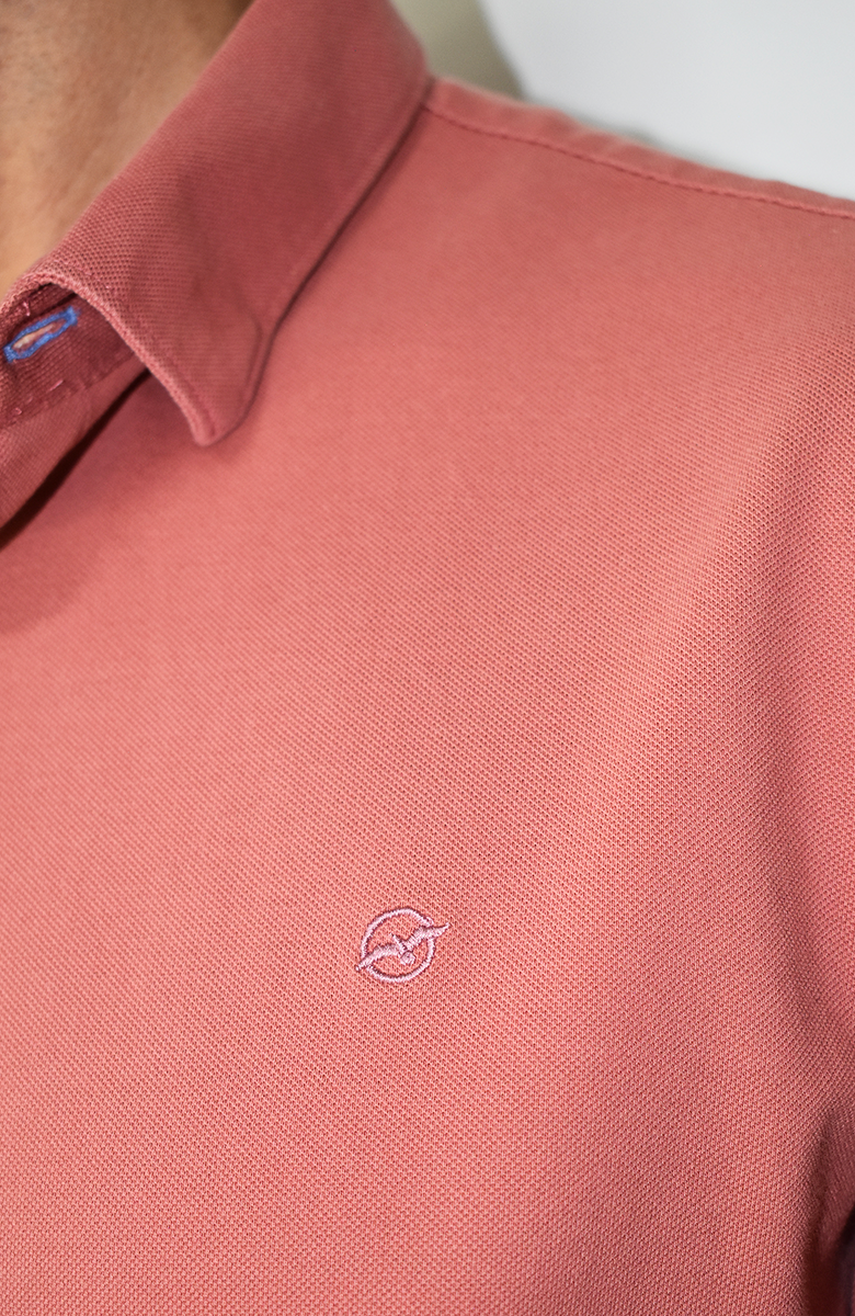 Sobrecamisa en tela Piqué Terracota para Hombre