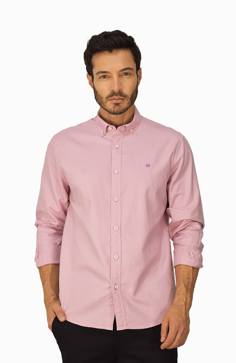 Camisa manga larga Oxford Rosa Claro para Hombre