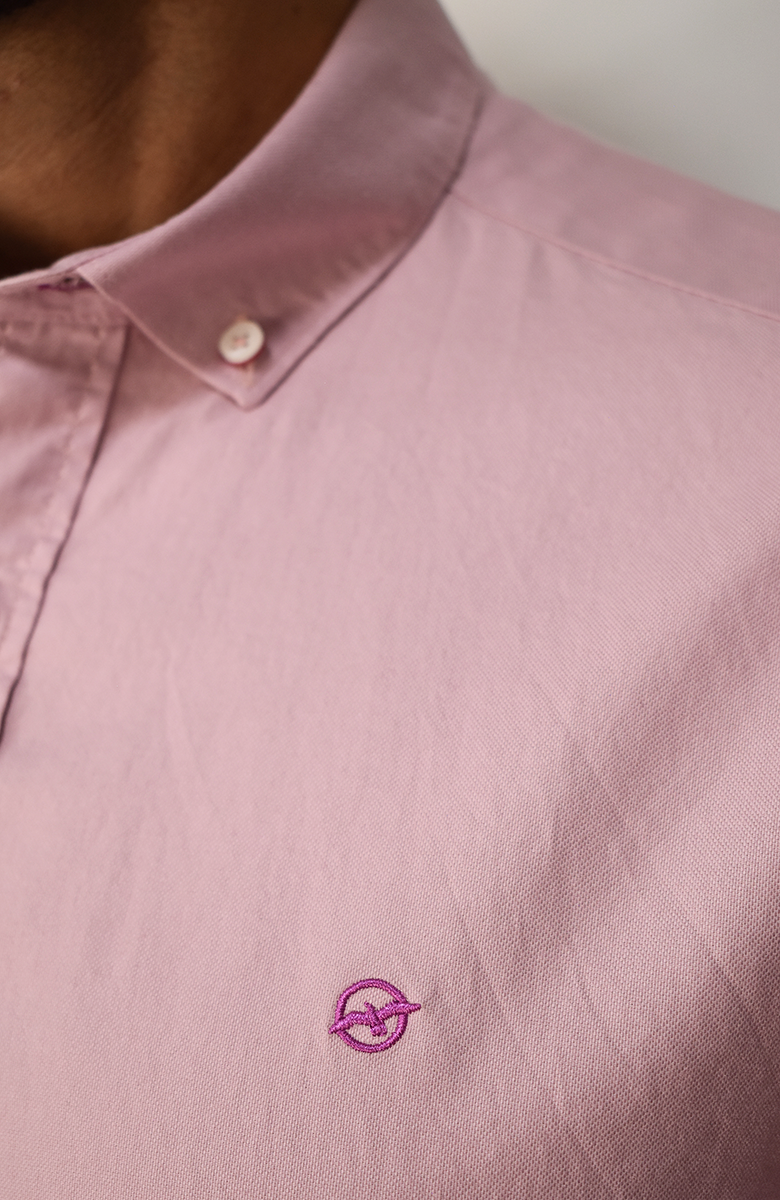 Camisa manga larga Oxford Rosa Claro para Hombre