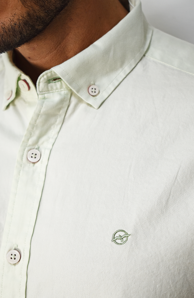 Camisa manga larga Oxford Verde claro para Hombre