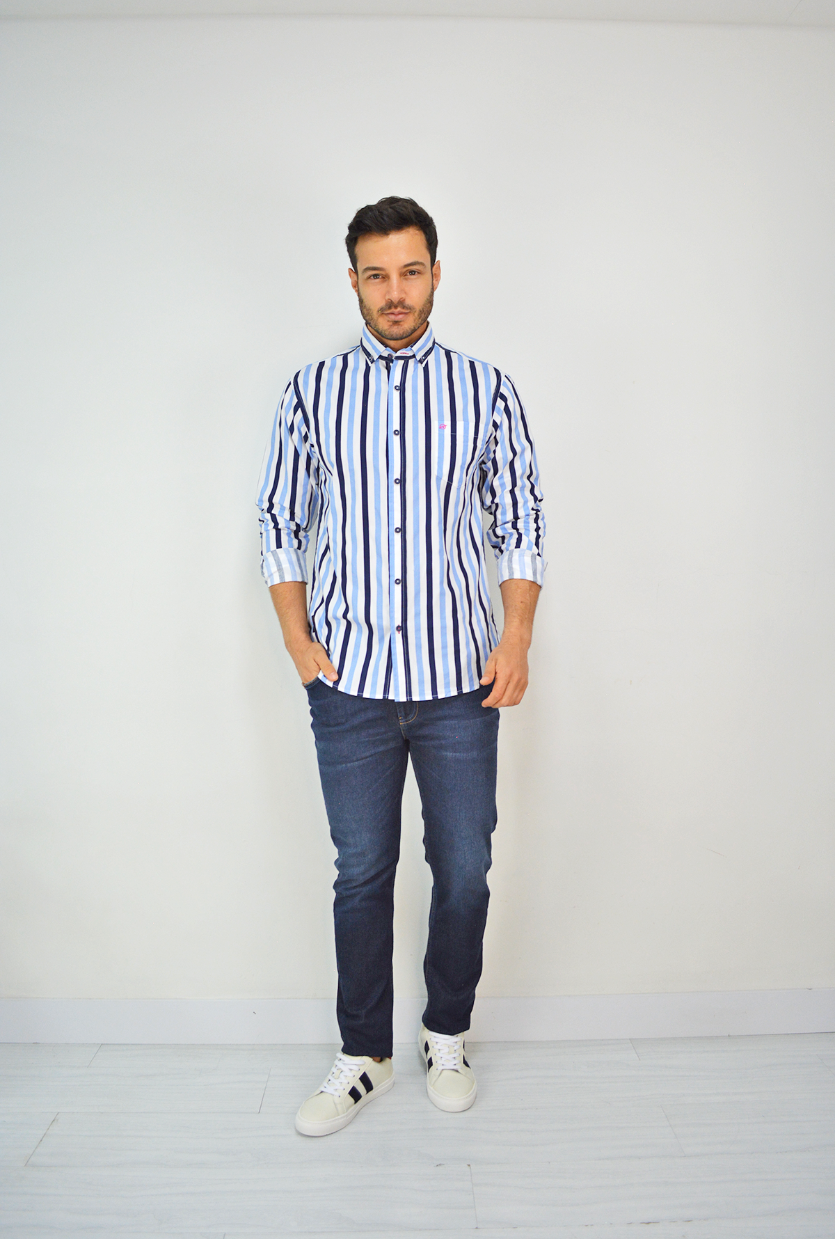 Camisa Manga Larga azul para Hombre CML3118