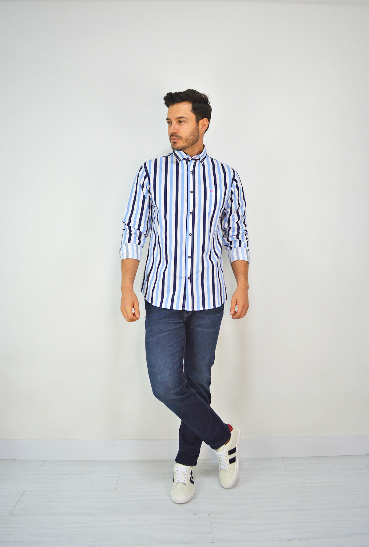 Camisa Manga Larga azul para Hombre CML3118