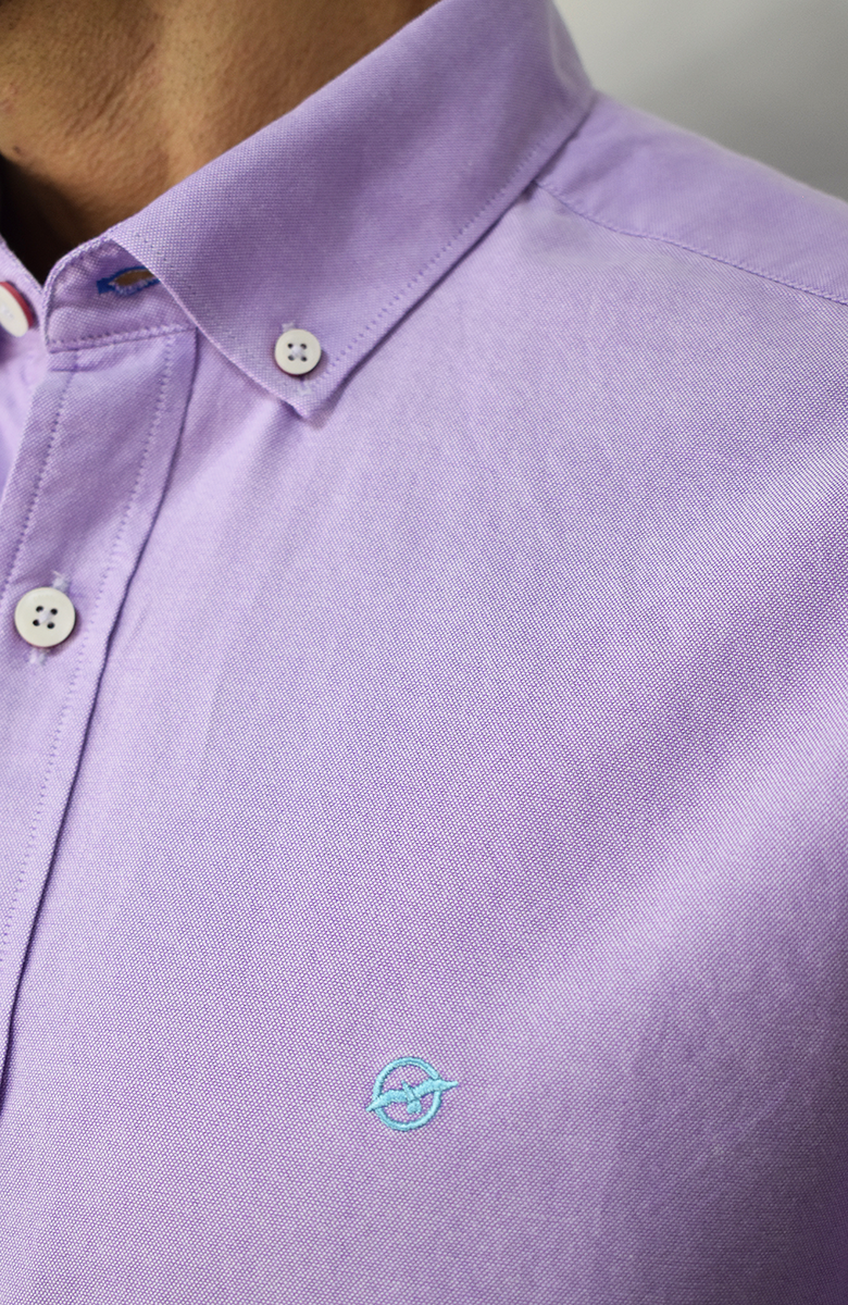 Camisa manga larga Oxford Lila para Hombre
