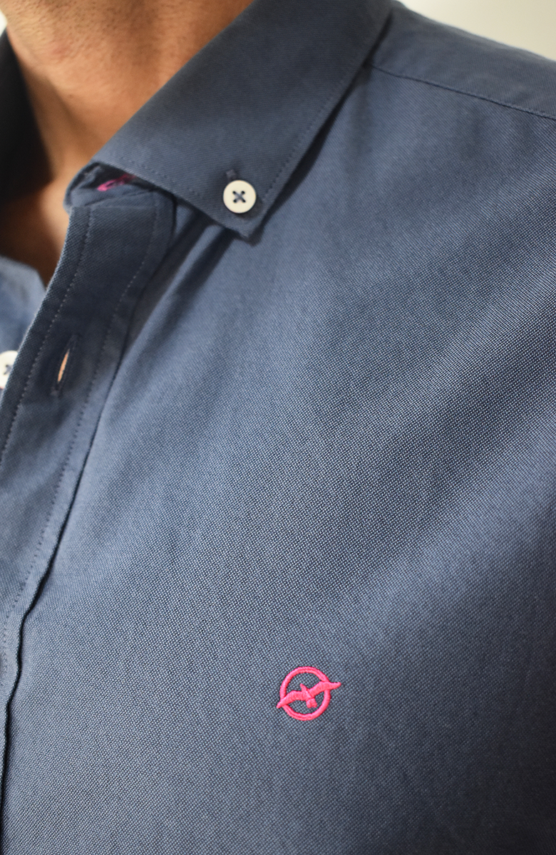 Camisa manga larga Oxford Azul para Hombre