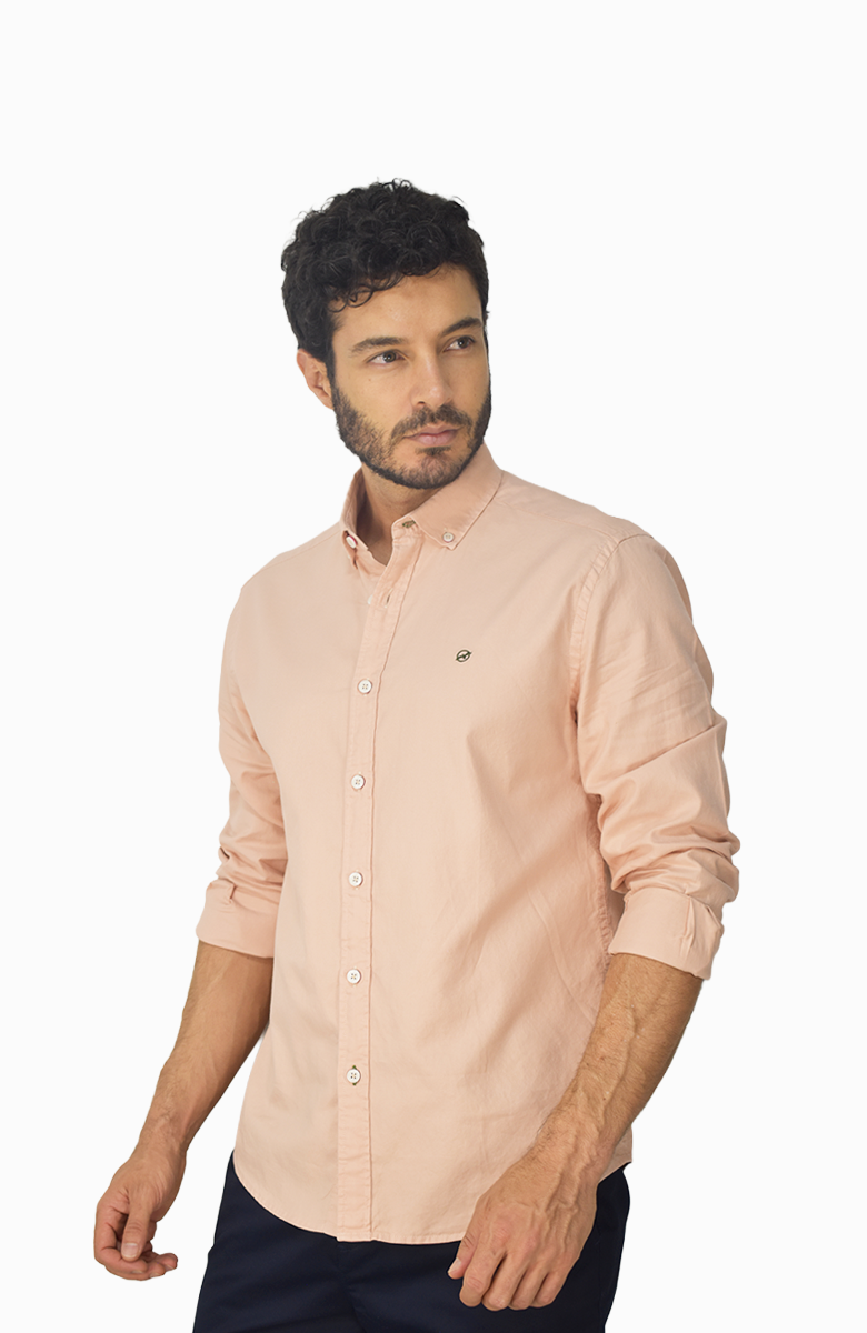 Camisa manga larga Oxford Salmón para Hombre