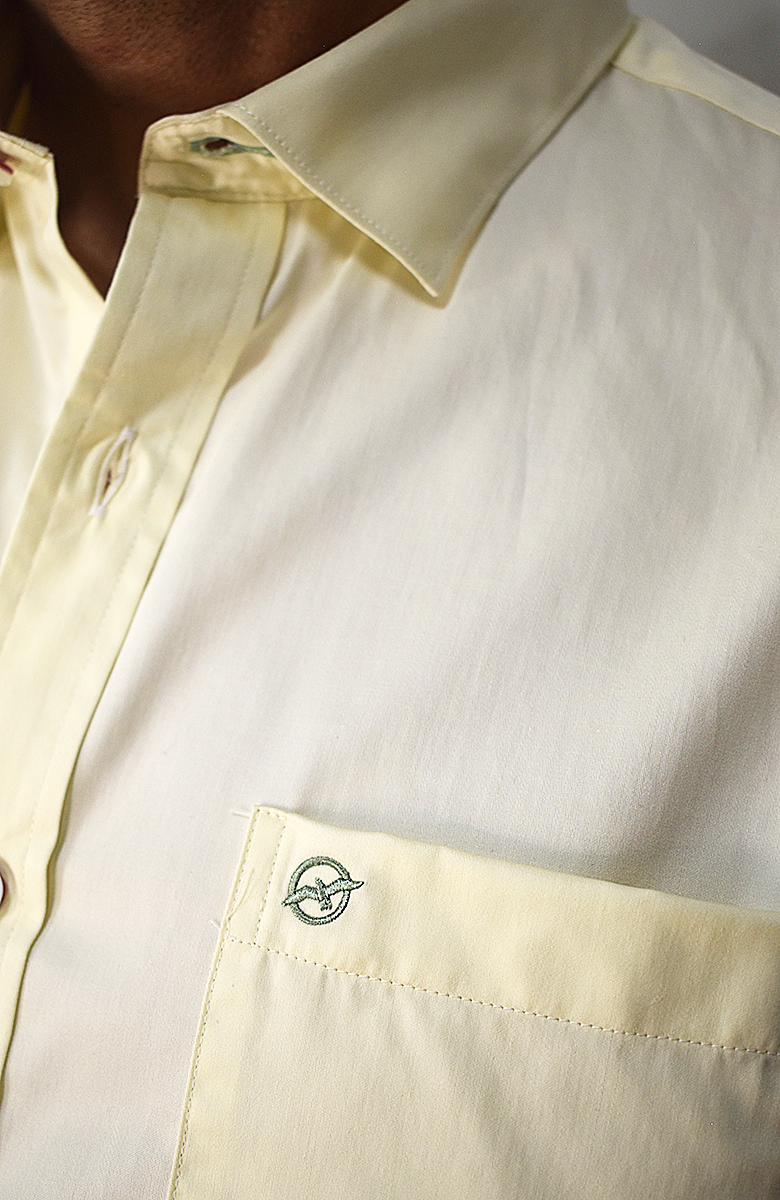 Camisa manga larga Popelina Amarilla para Hombre