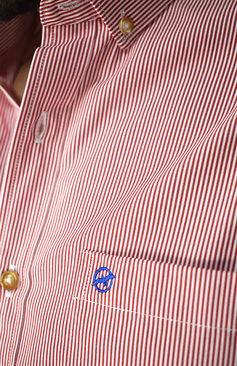 Camisa manga larga a rayas Roja para Hombre