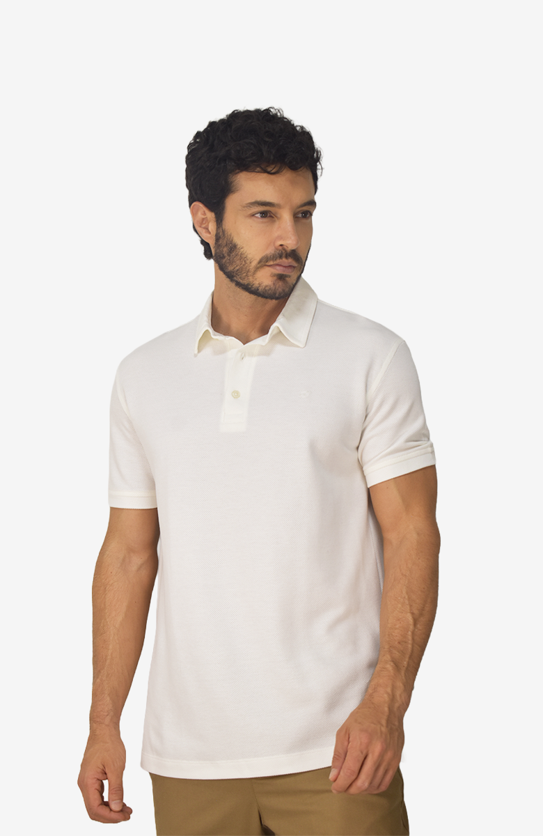 Camiseta polo texturizada Marfil para Hombre