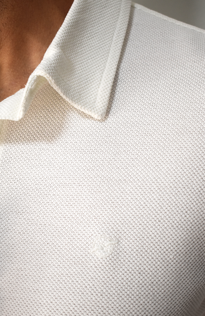 Camiseta polo texturizada Marfil para Hombre