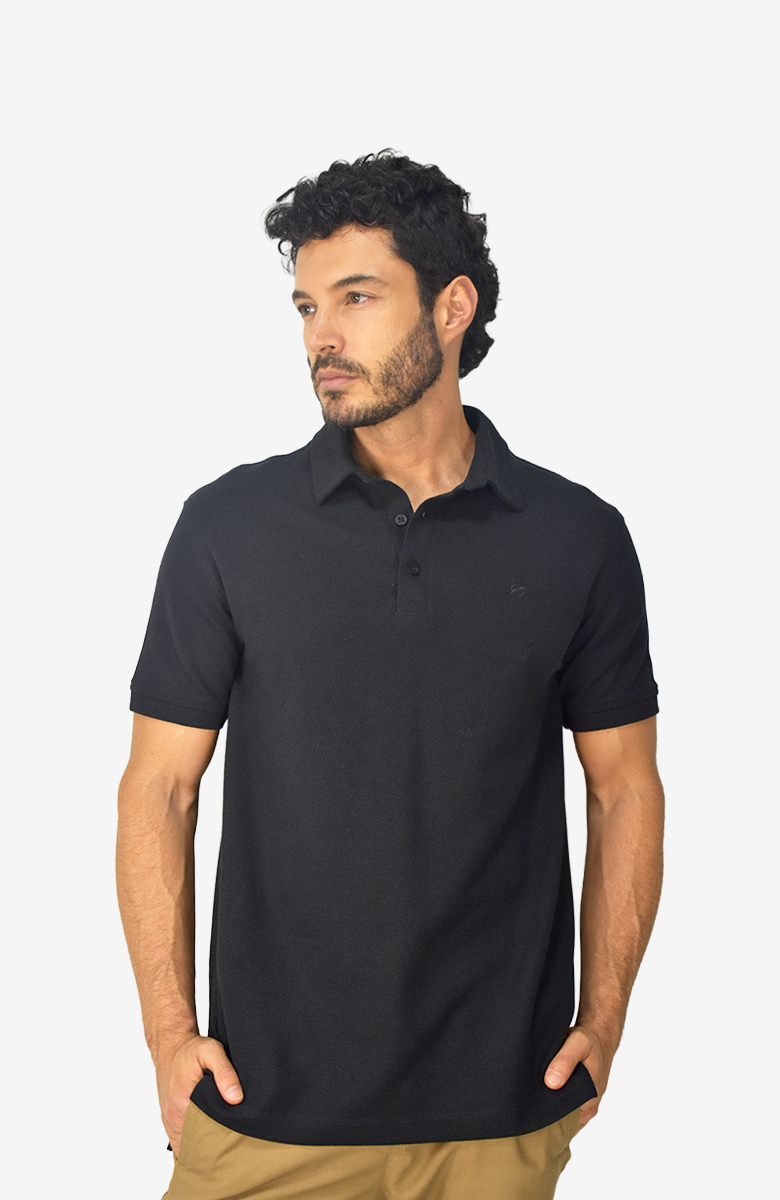 Camiseta polo texturizada Negro para Hombre
