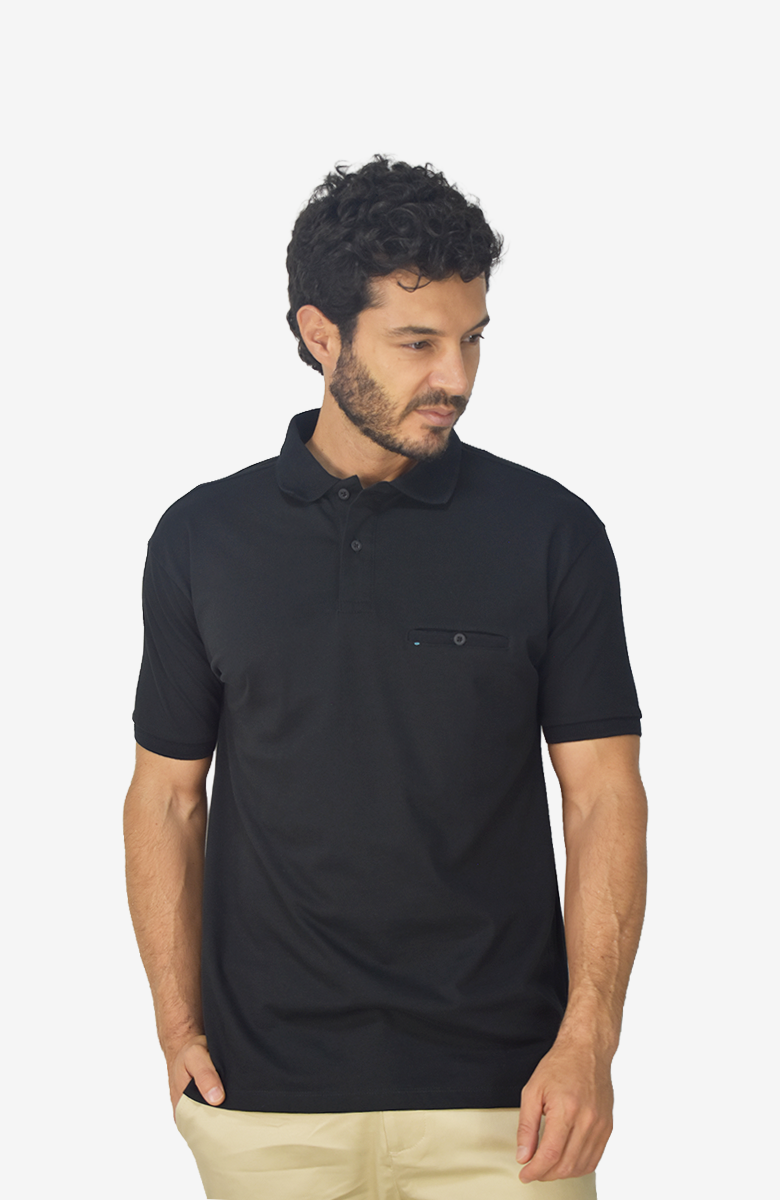 Camiseta Tipo Polo Negra para Hombre