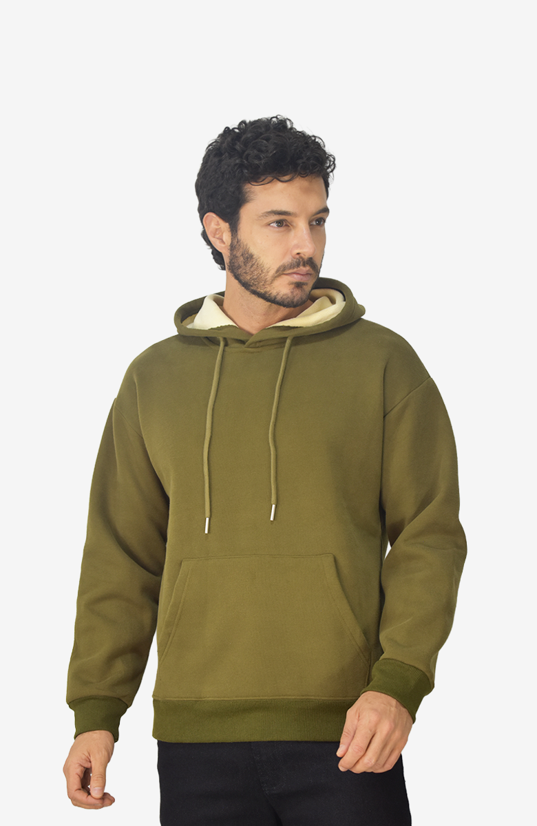 Hoodie básico Verde Militar para Hombre