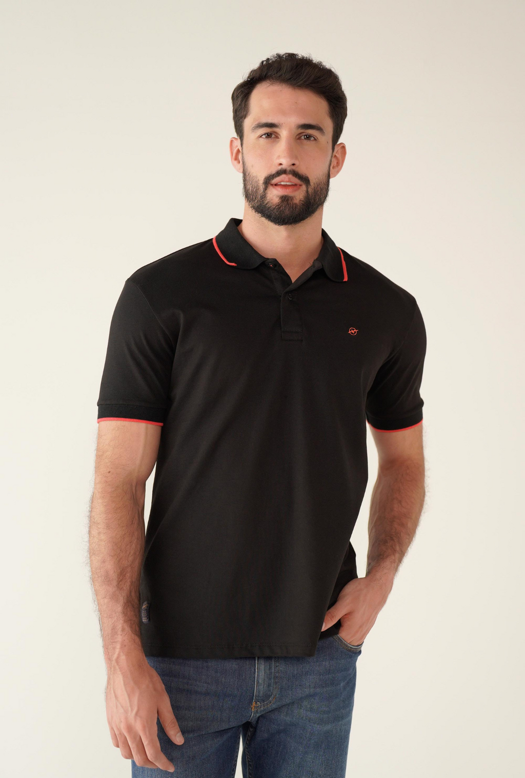 Camiseta Tipo Polo Negra Para Hombre DMCPB010