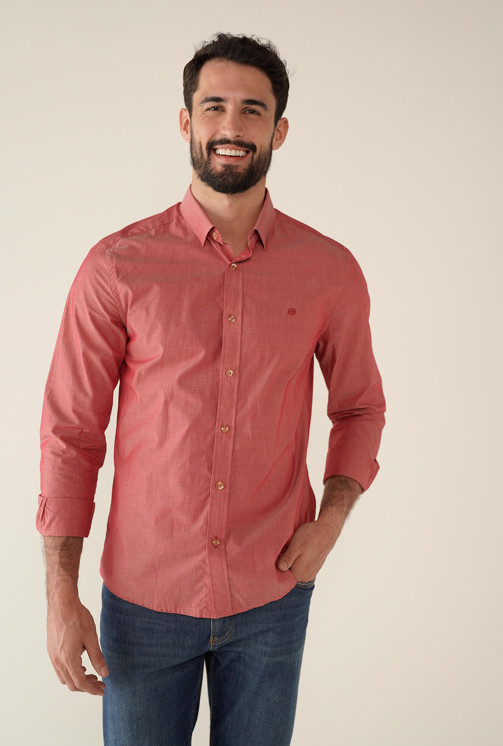 Camisa Manga Larga Roja para Hombre DMCMLED01