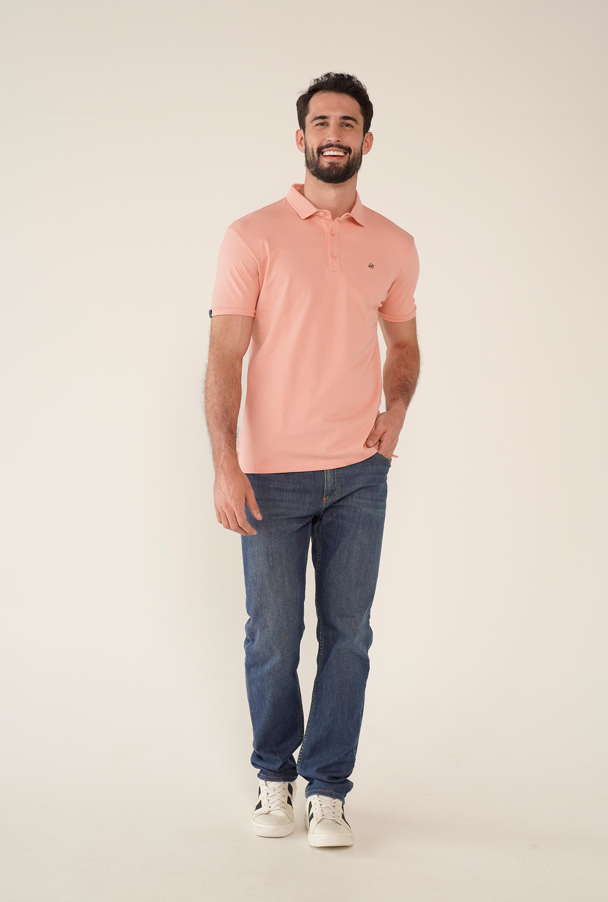 Camiseta Tipo Polo Rosado Para Hombre CPB08