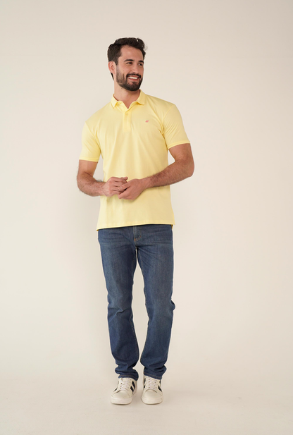 Camiseta Tipo Polo Amarilla Para Hombre CPB08