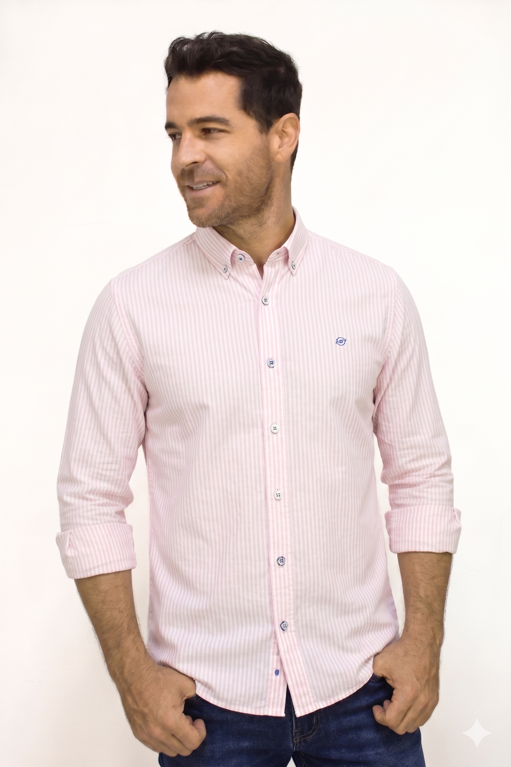 Camisa Manga Larga A Rayas Para Hombre