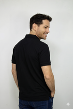 Polo Deportiva Negra Para Hombre