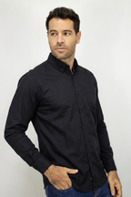 CAMISA MANGA LARGA NEGRA POPELINA PARA HOMBRE