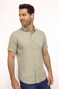CAMISA LINO MANGA CORTA GRIS PARA HOMBRE