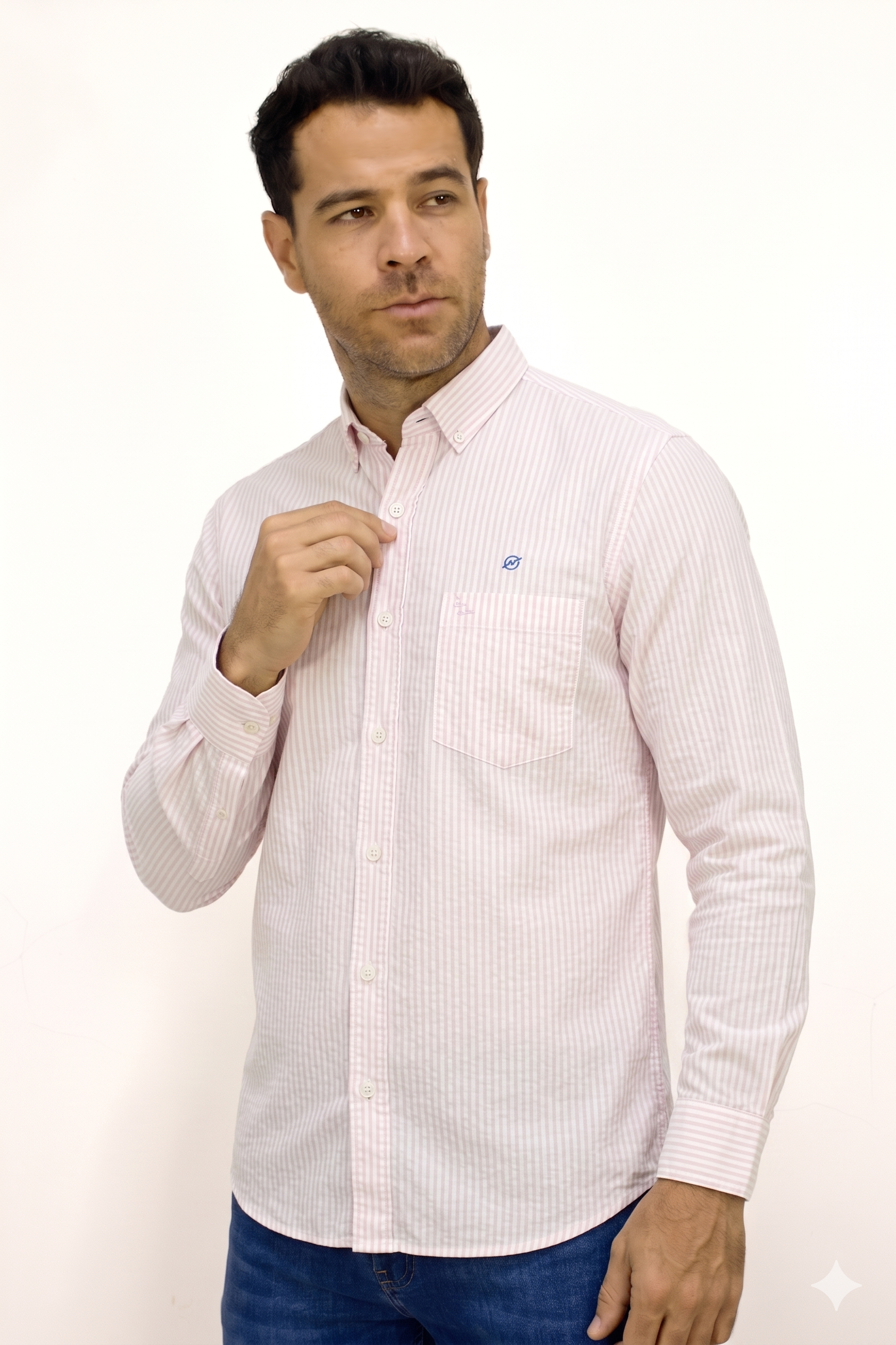 Camisa Manga Larga A Rayas Para Hombre