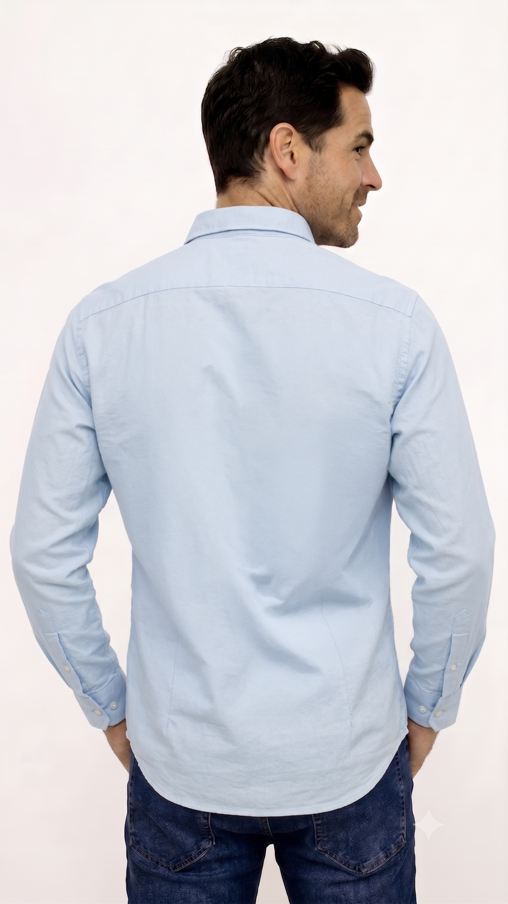CAMISA MANGA LARGA AZUL OXFORD PARA HOMBRE
