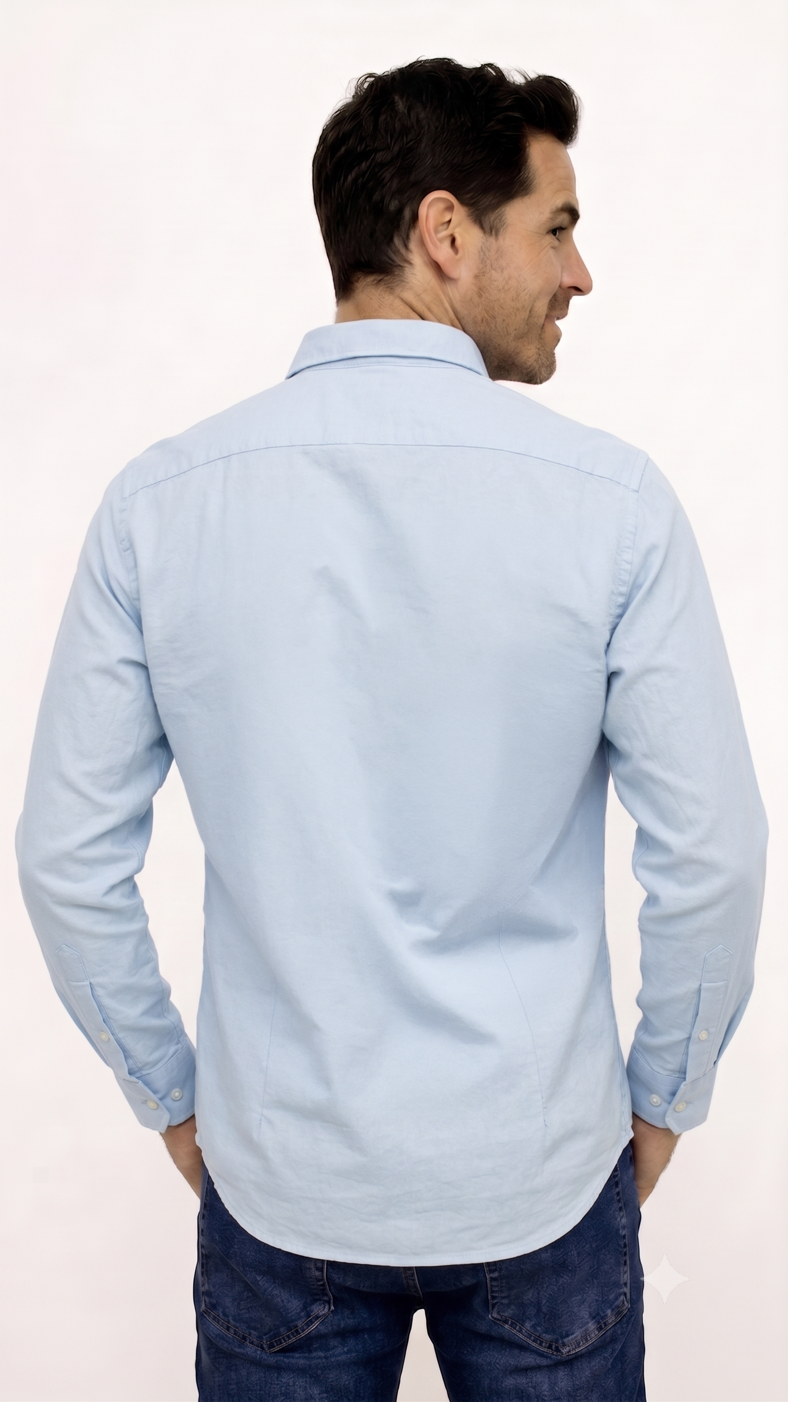 CAMISA MANGA LARGA AZUL OXFORD PARA HOMBRE