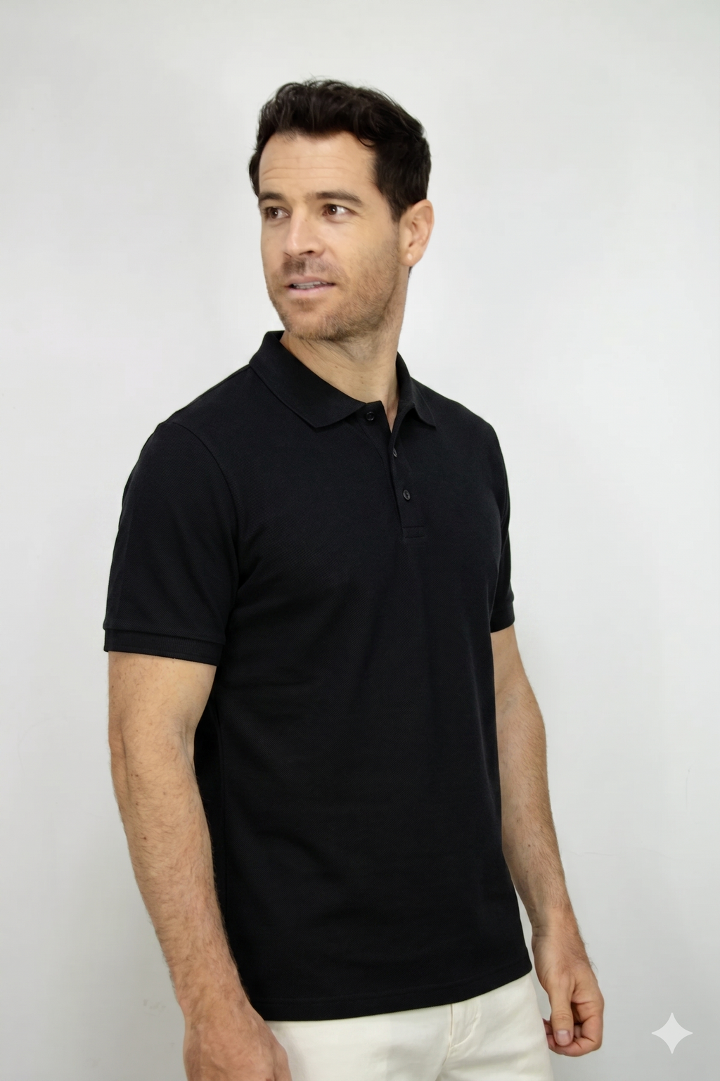Polo Deportiva Negra Para Hombre