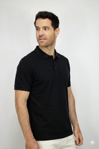 Polo Deportiva Negra Para Hombre