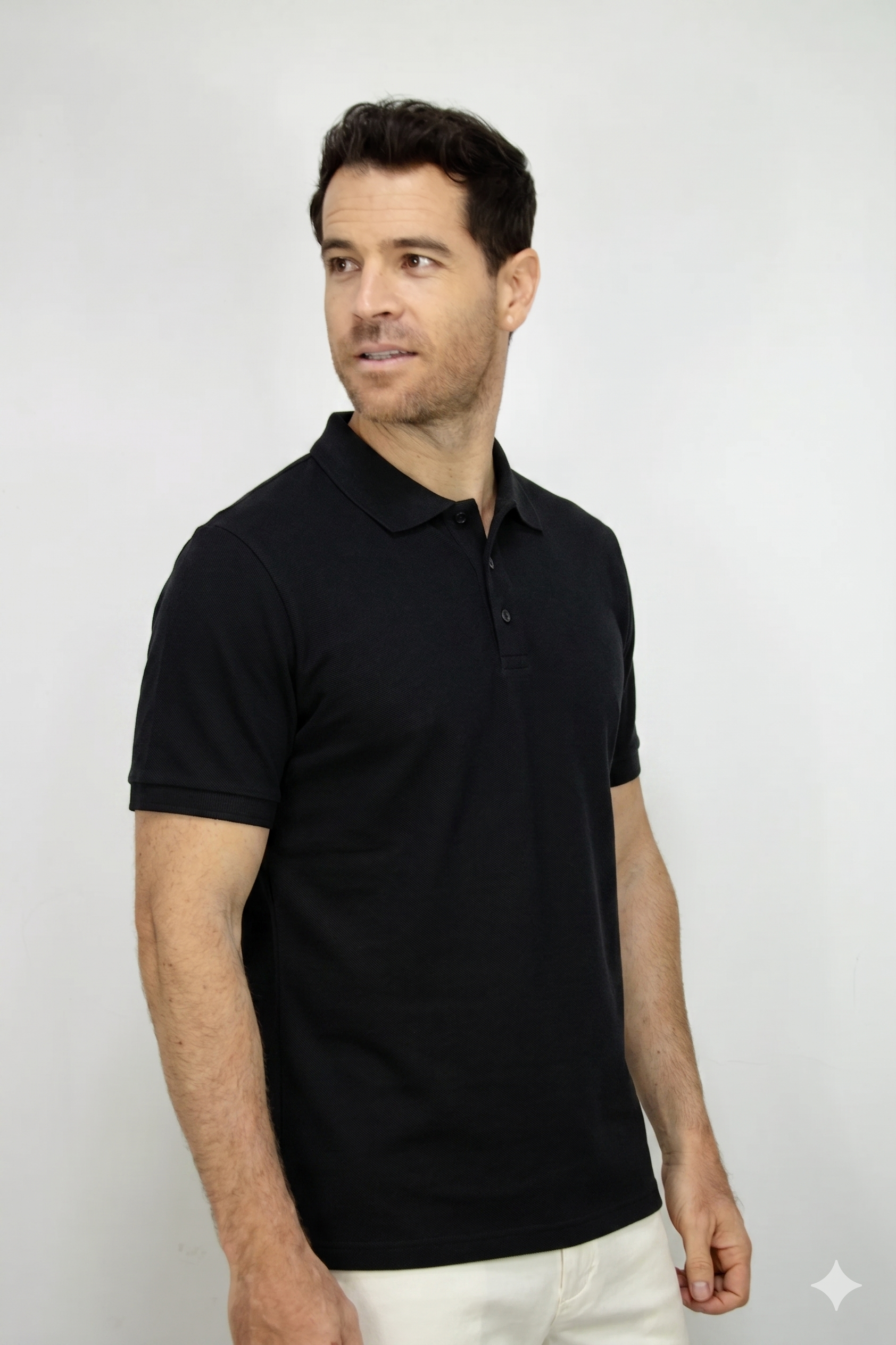 Polo Deportiva Negra Para Hombre