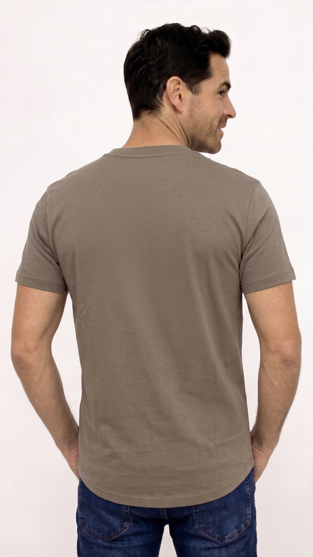 CAMISETA BÁSICA PESADA CUELLO REDONDO CAFE PARA HOMBRE