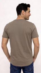 CAMISETA BÁSICA PESADA CUELLO REDONDO CAFE PARA HOMBRE