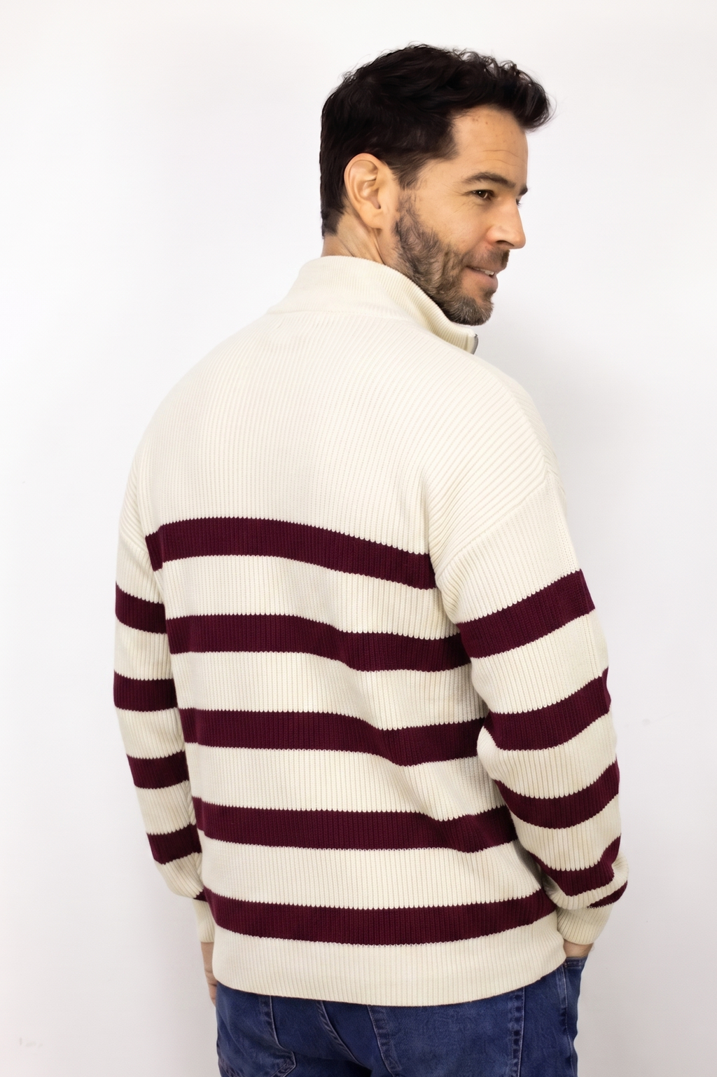 SACO DE RAYAS CON CIERRE  VINOTINTO PARA HOMBRE