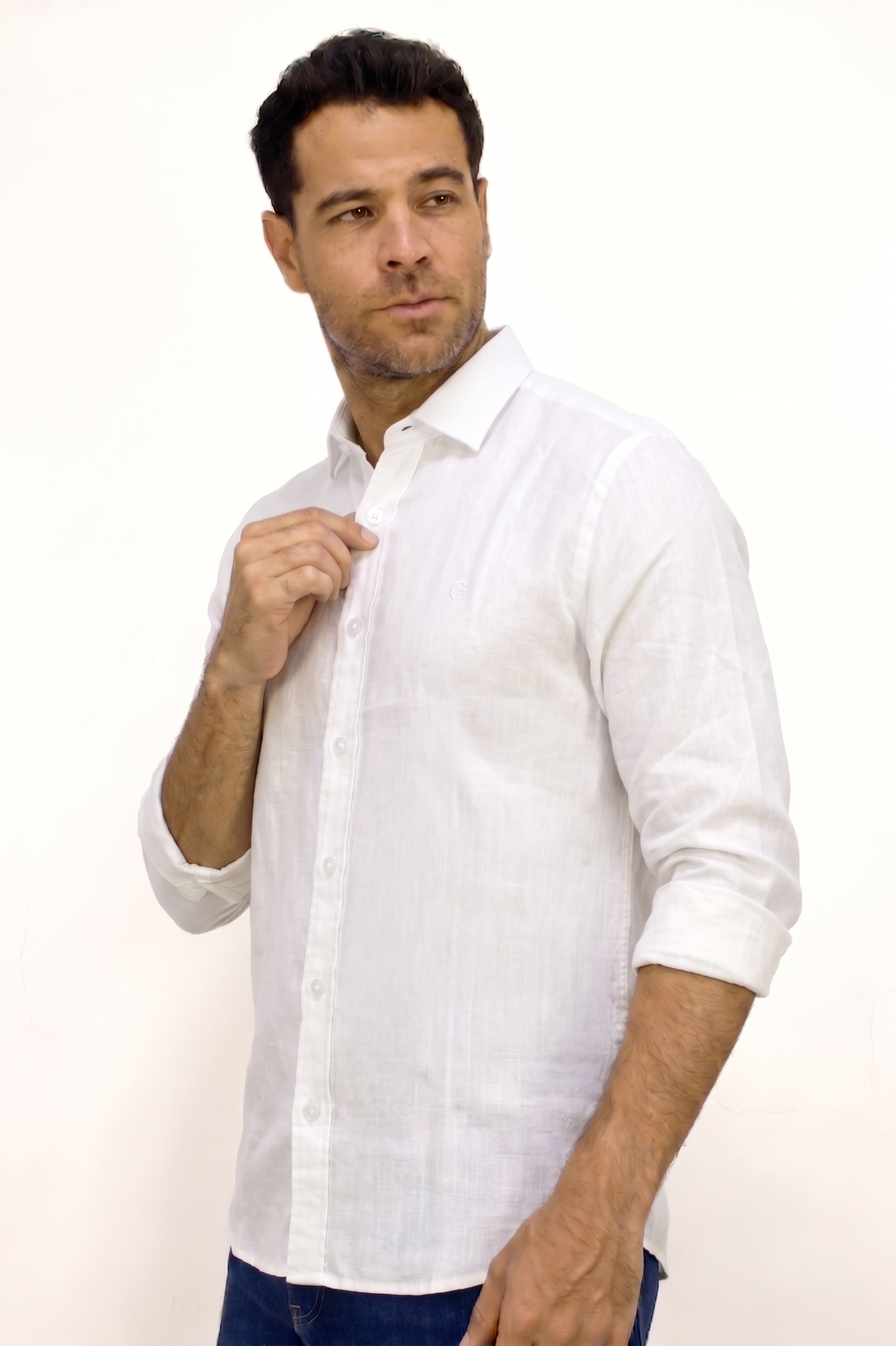 CAMISA MANGA LARGA OXFORD BLANCA PARA HOMBRE