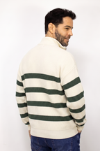 SACO DE RAYAS VERDE CON CIERRE PARA HOMBRE